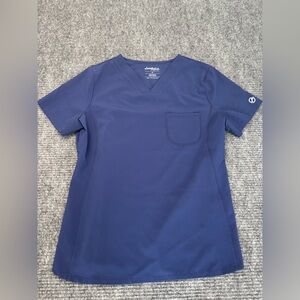 Women’s Blue Sanibel Sustain V Neck Short Sleeve Scrub Nurse Vet Top Pocket Med
